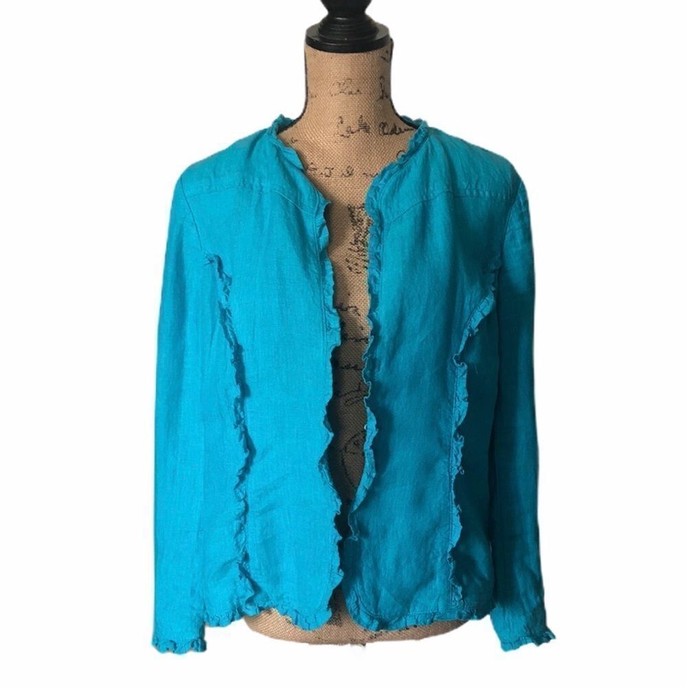 Chico’s Turquoise Blue linen Jacket